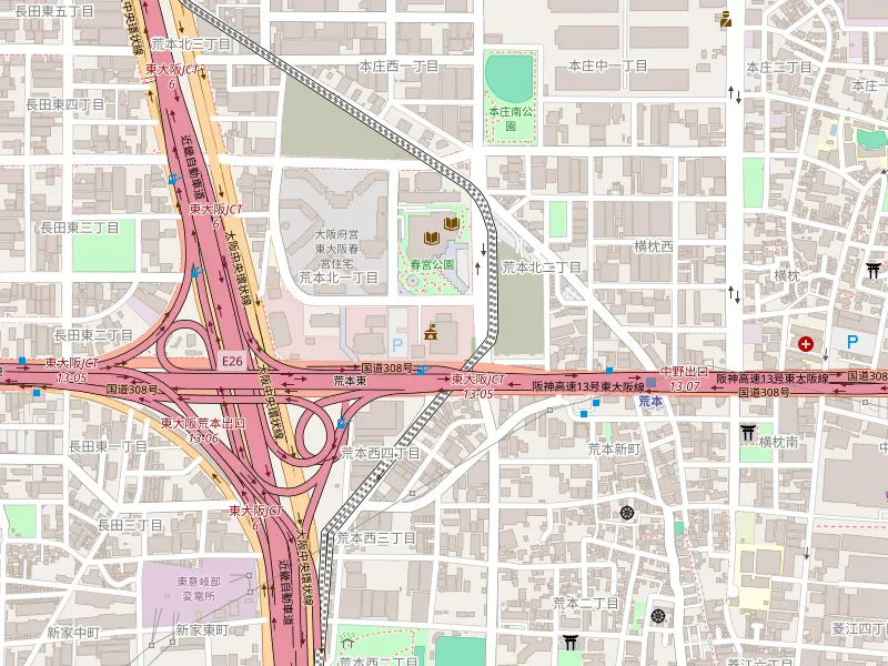 Download map of 東大阪市