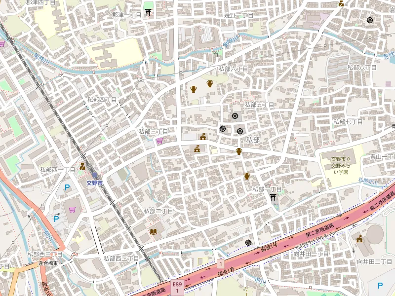 Download kort over 交野市