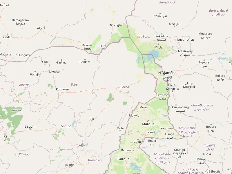 Download kaart van Borno State