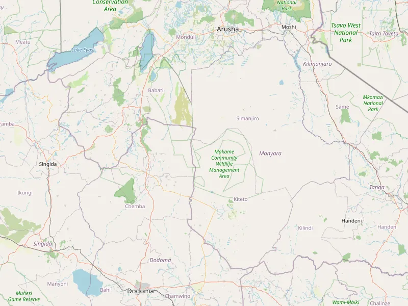 Download kaart van Manyara Region