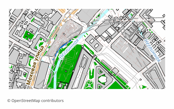 Example GLB export (central Moscow, 1x0.5 km)