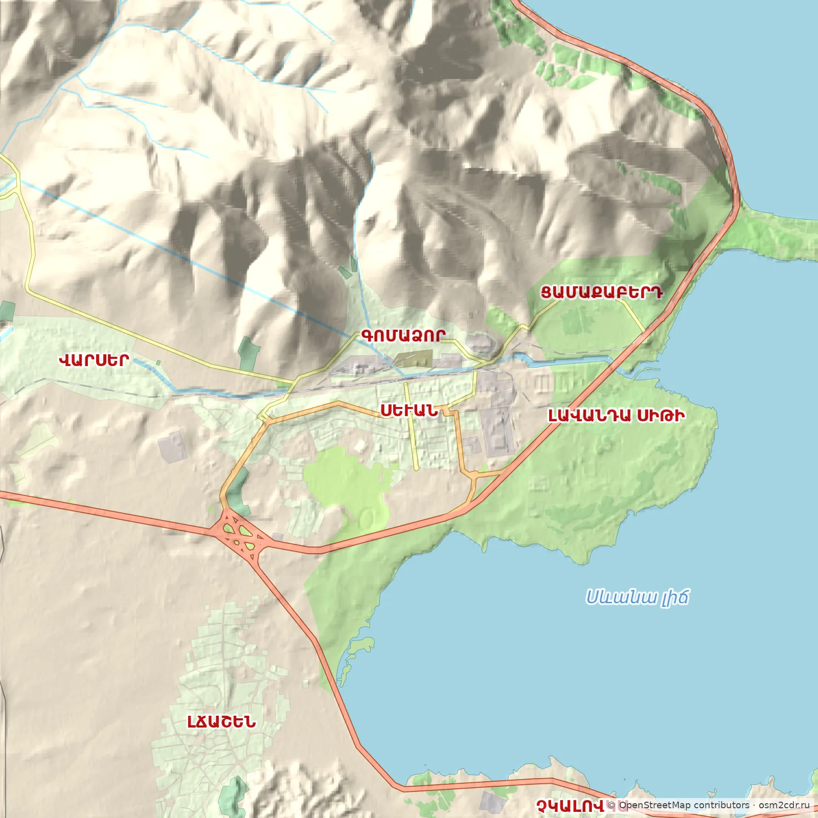 Map of Sevan: standard Map of Sevan: standard