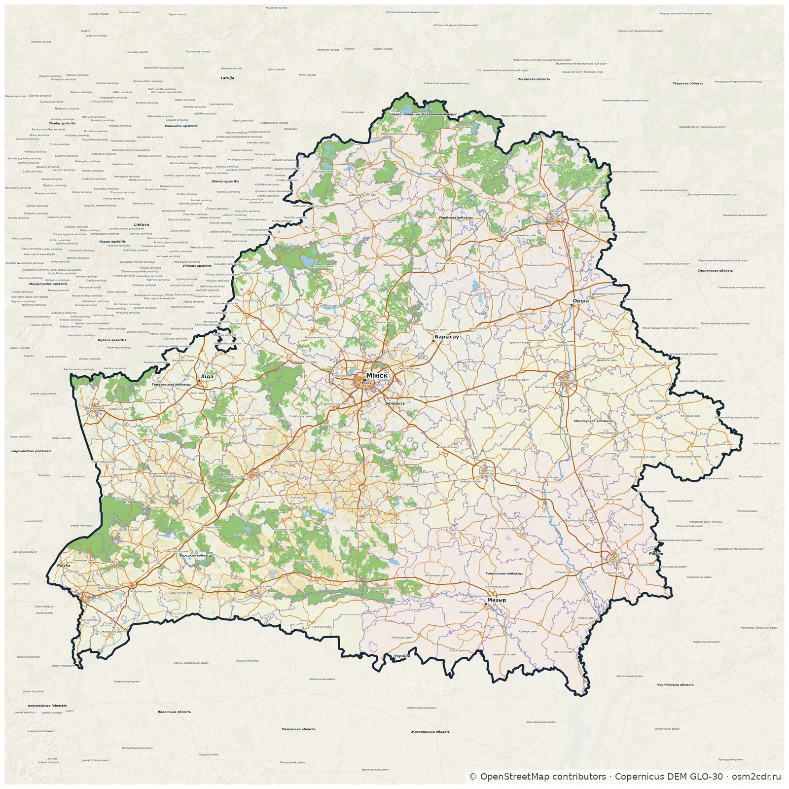 Map of Belarus: standard Map of Belarus: standard
