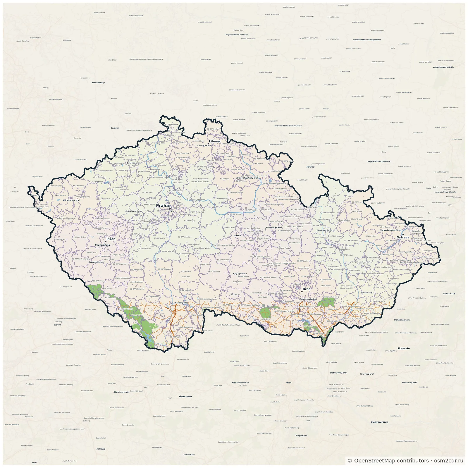 Map of Czechia: standard Map of Czechia: standard