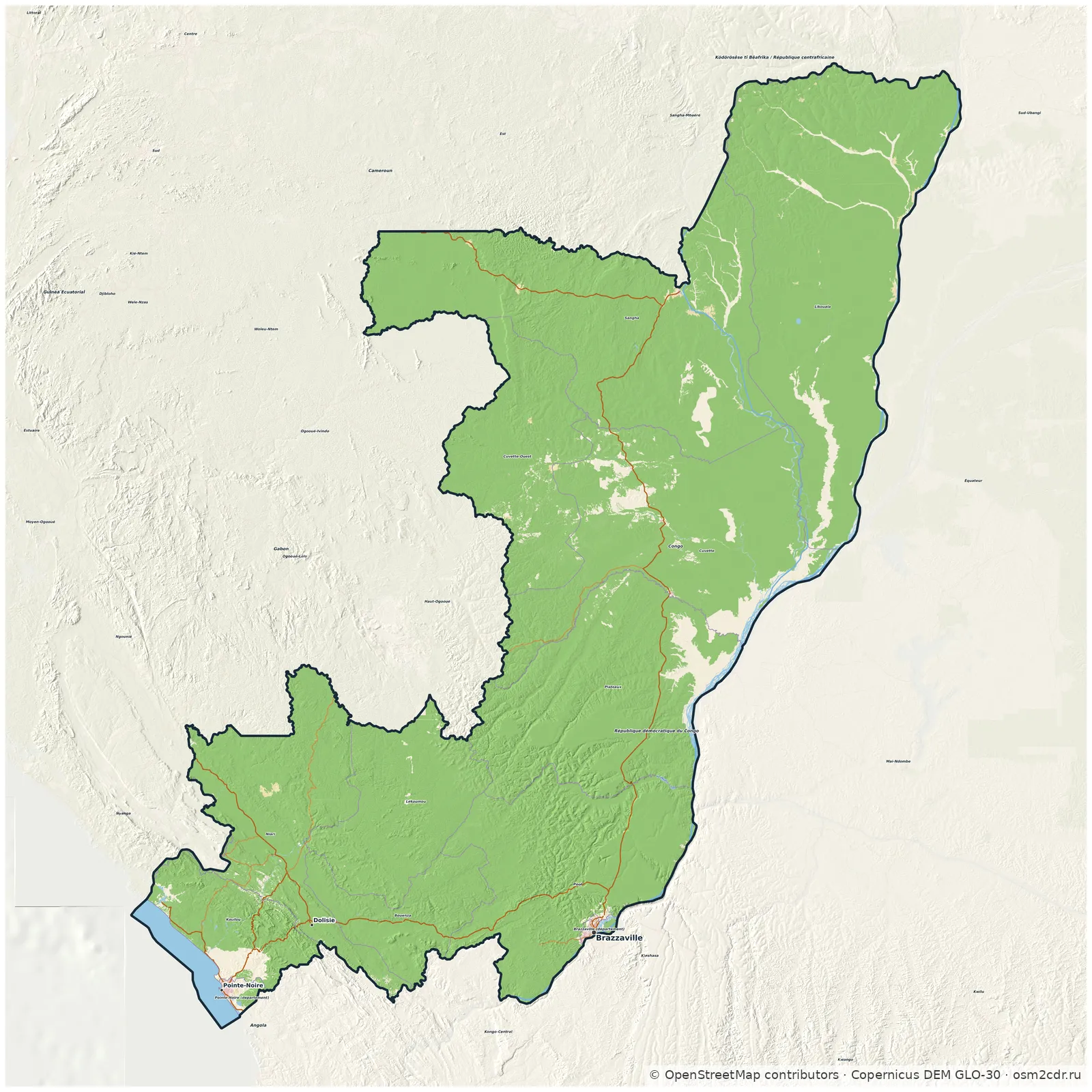 Map of Congo - Brazzaville: standard