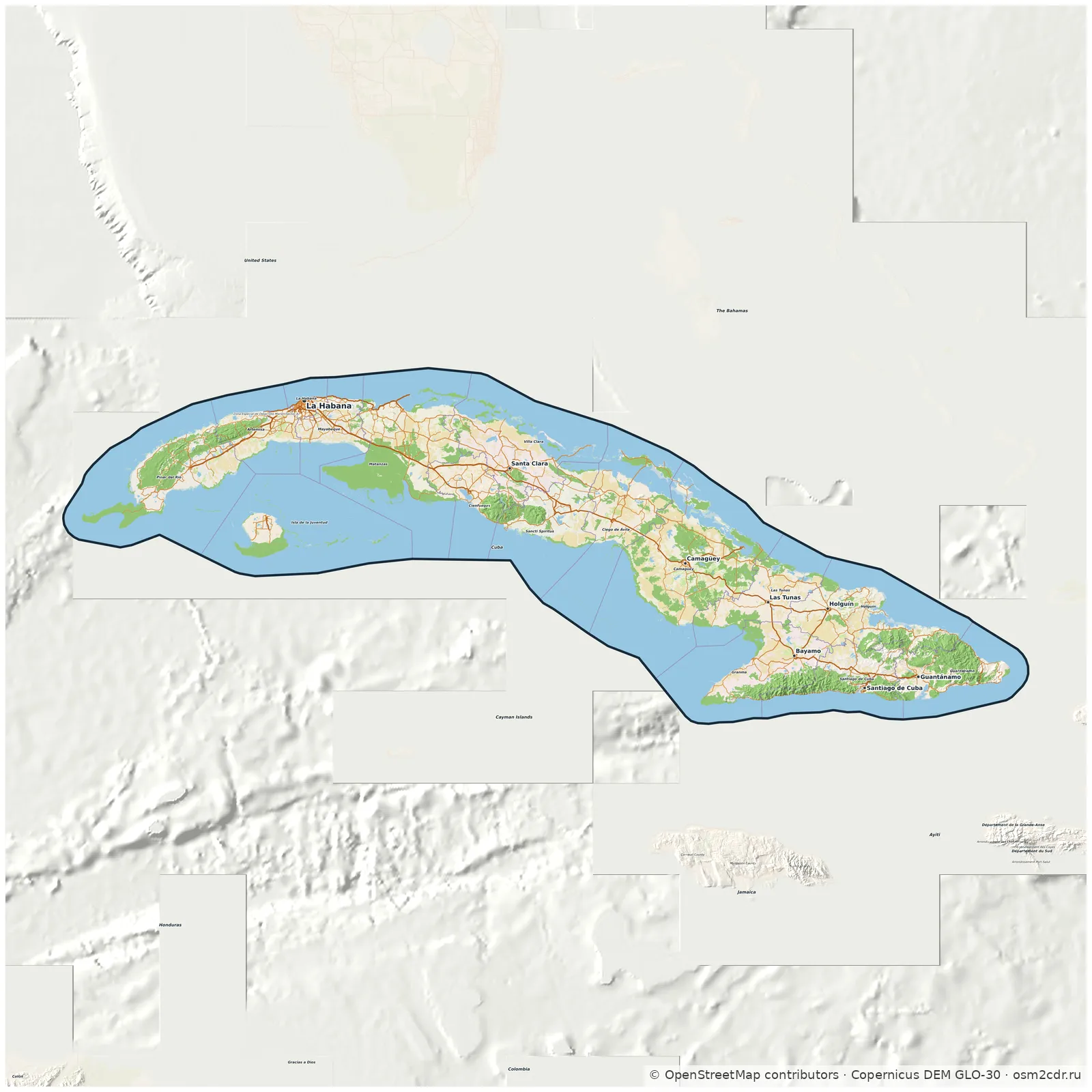 Map of Cuba: standard