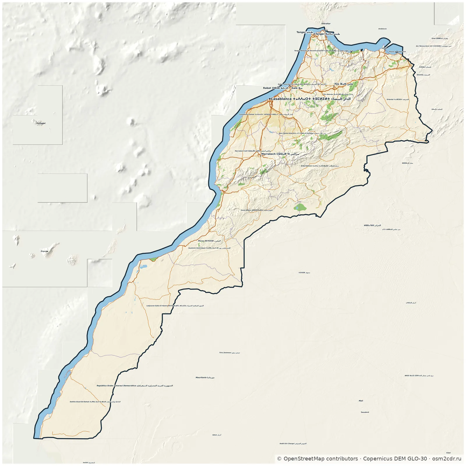 Map of Morocco: standard Map of Morocco: standard