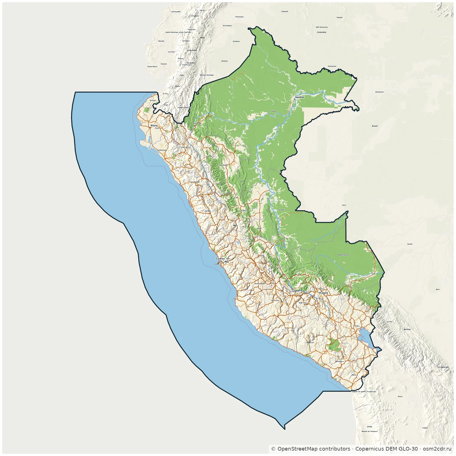 Map of Peru: standard Map of Peru: standard