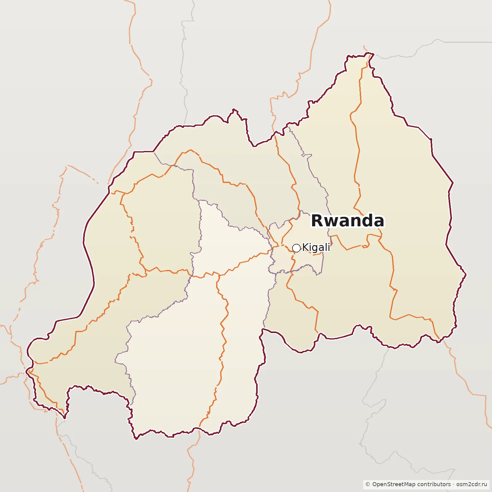 Map of Rwanda: standard Map of Rwanda: standard