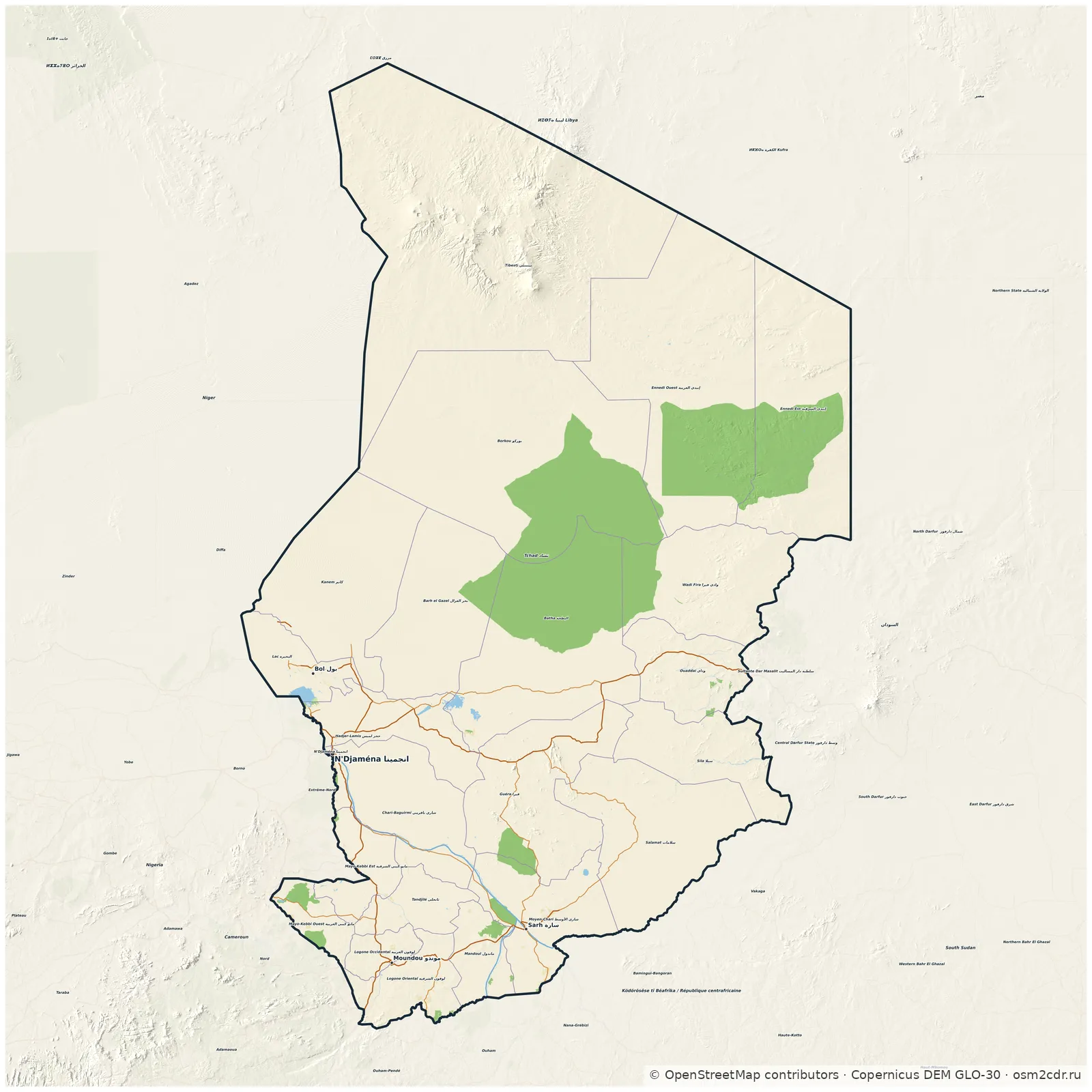 Map of Chad: standard Map of Chad: standard