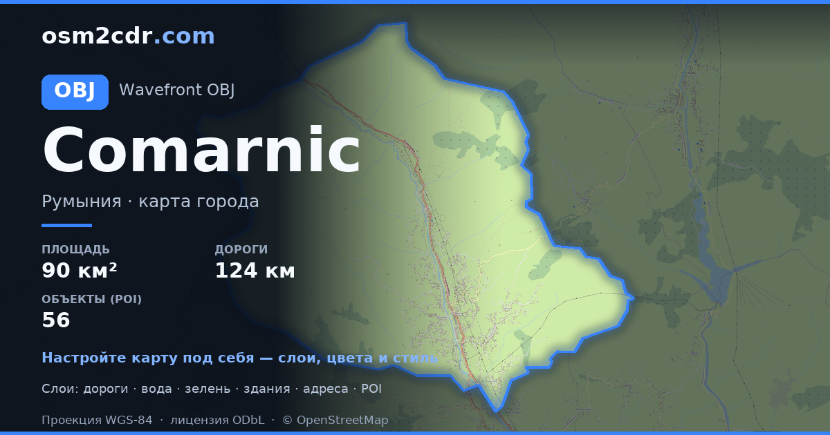 Mapa Comarnic w formacie OBJ