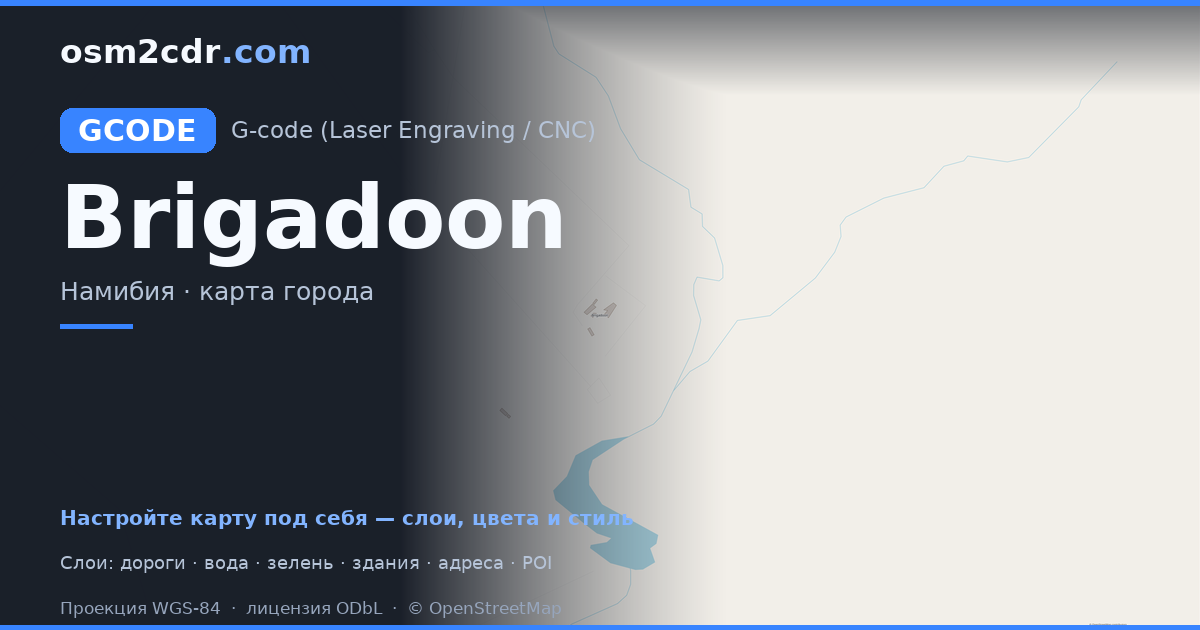Karta over Brigadoon i G-code-format