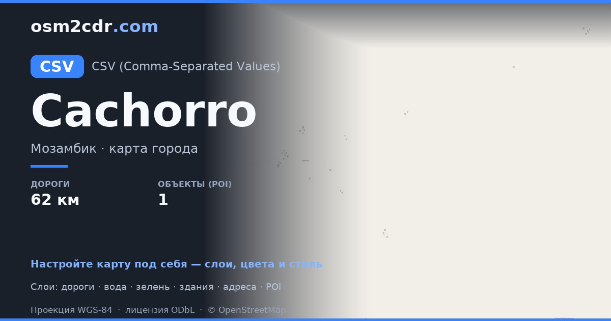 Mapa Cachorro ve formatu CSV