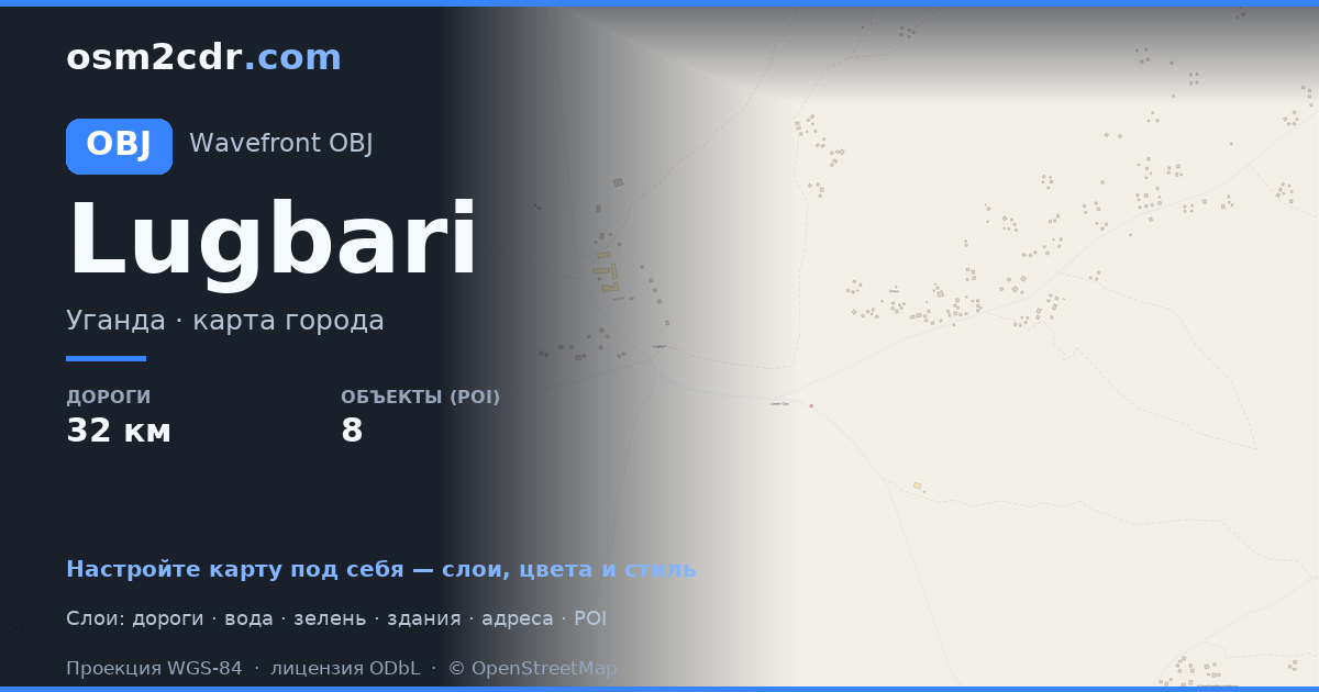 Kort over Lugbari i OBJ-format