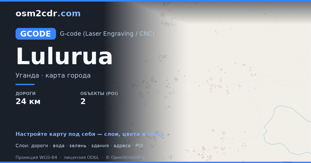 Map of Lulurua in G-code format