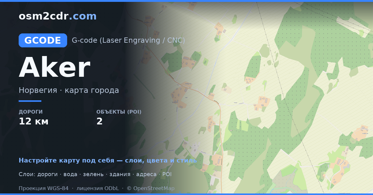 Mapa de Aker en formato G-code