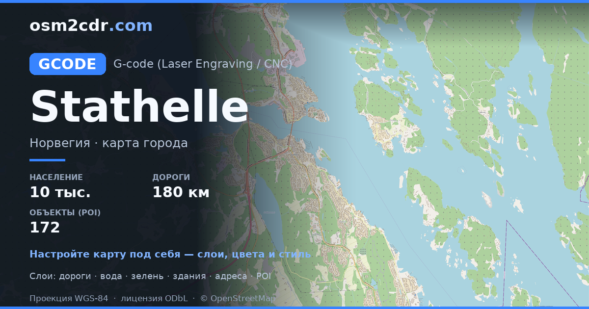 Map of Stathelle in G-code format