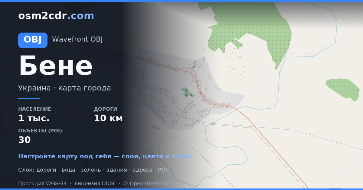 Mapa Bene ve formatu OBJ