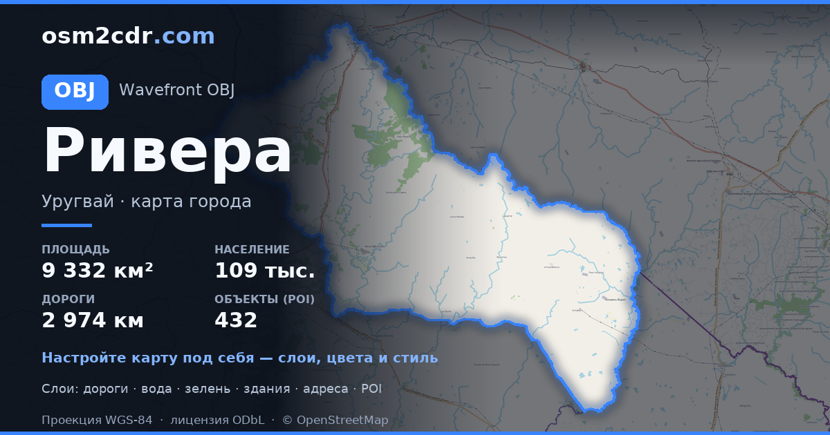 Map of Rivera in OBJ format